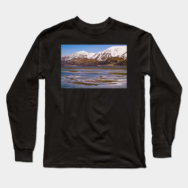 Rugged Mountain Landscape on Spitsbergen Svalbard Long Sleeve T-Shirt by MartynUK